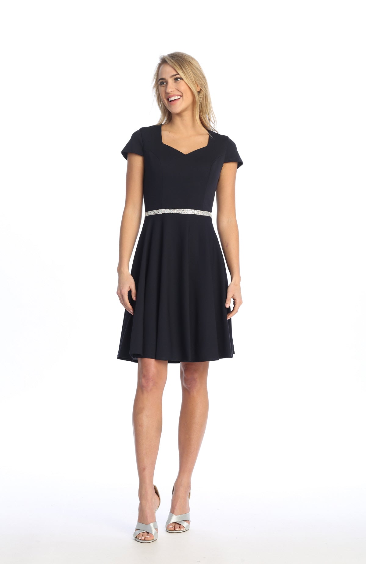 Elegant Off-White Short Sleeve Cocktail Dress